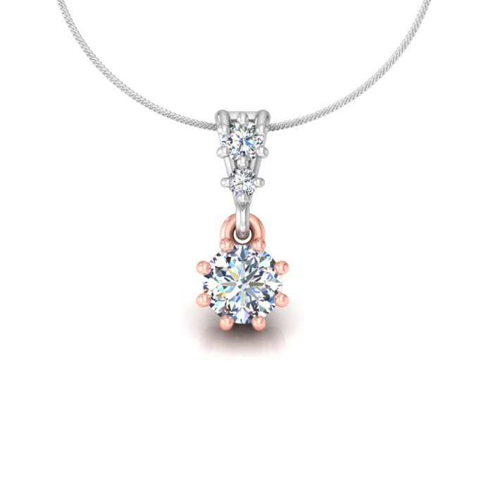 18k Gold 25 Cents Dual Tone Solitaire Pendant With Lab Grown Diamond - Image 2