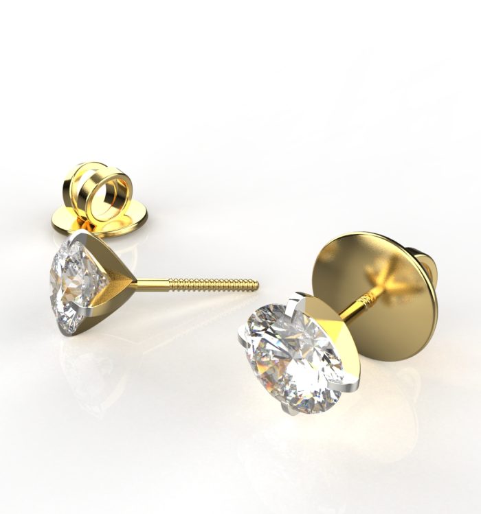 18k Gold 10 Cents Each Earrings With Lab Grown Diamond - Image 4