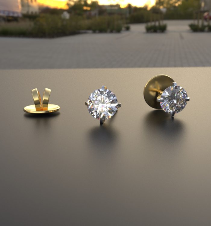18k Gold 10 Cents Each Earrings With Lab Grown Diamond - Image 2