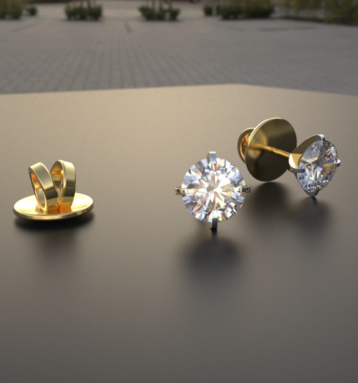 18k Gold 10 Cents Each Earrings With Lab Grown Diamond - Image 3
