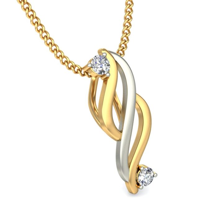 Ishi Diamonds 18k Gold Dual Tone Glitter Lab Grown Diamond Pendant - Image 3