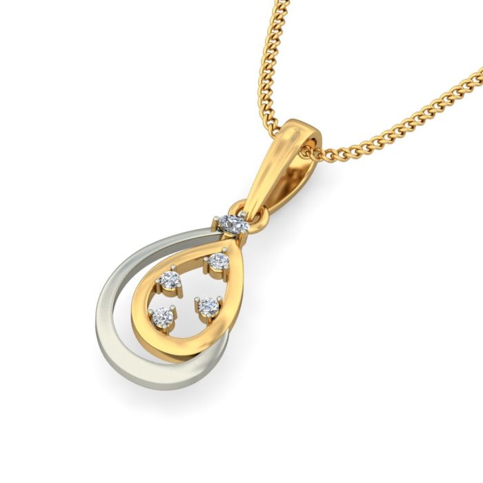 Ishi Diamonds 18k Gold Dual Tone Shimmering Lab Grown Diamond Pendant - Image 2