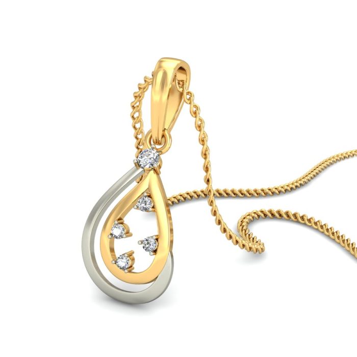 18k Gold Dual Tone Shimmering Diamond Pendant