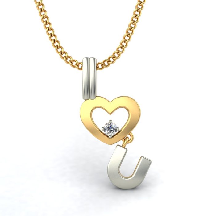 Ishi Diamonds 18k Gold Dual Tone I Love You Lab Grown Diamond Pendant - Image 2