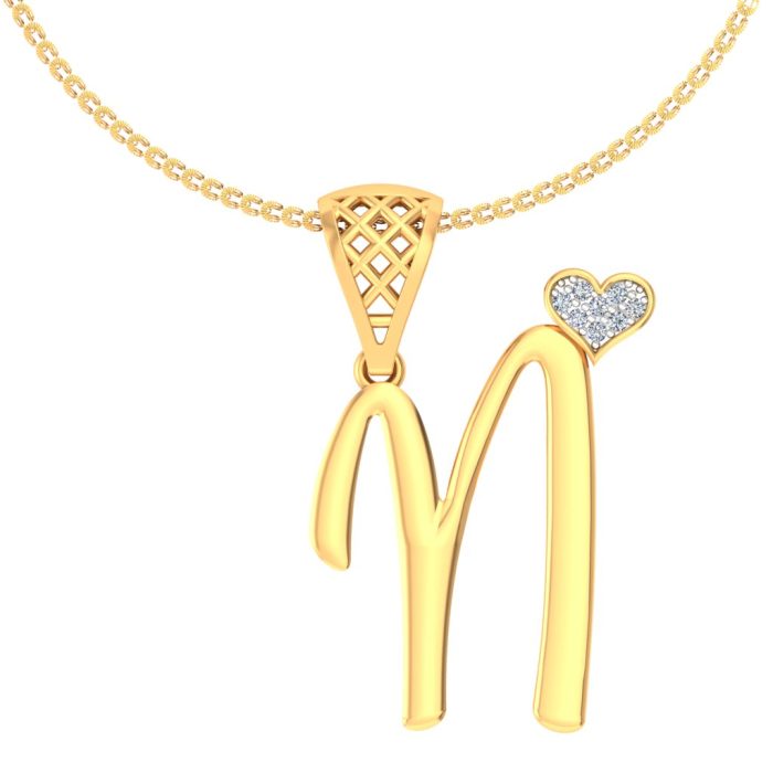 Ishi Diamonds Elegant 18k Gold N Alphabet Lab Grown Diamond Pendant - Image 3