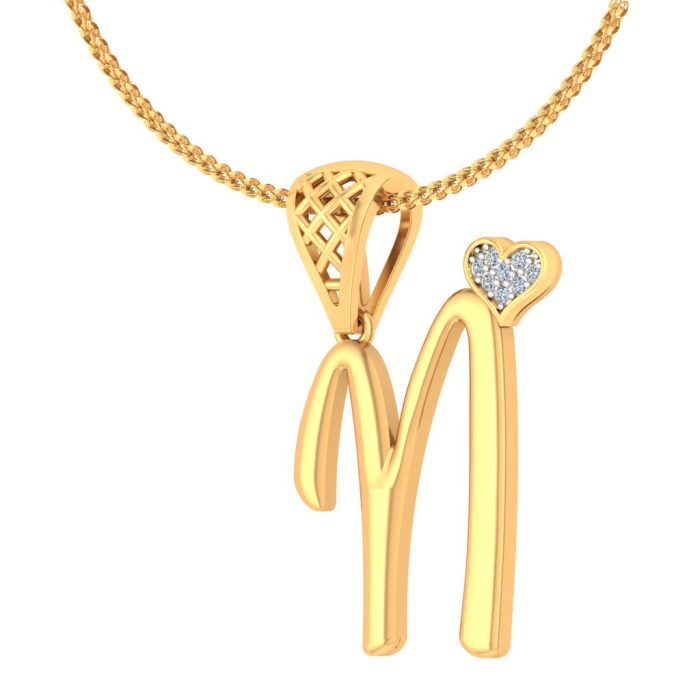 Ishi Diamonds Elegant 18k Gold N Alphabet Lab Grown Diamond Pendant - Image 4