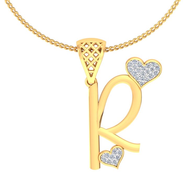 Ishi Diamonds Elegant 18k Gold R Alphabet Lab Grown Diamond Pendant - Image 3
