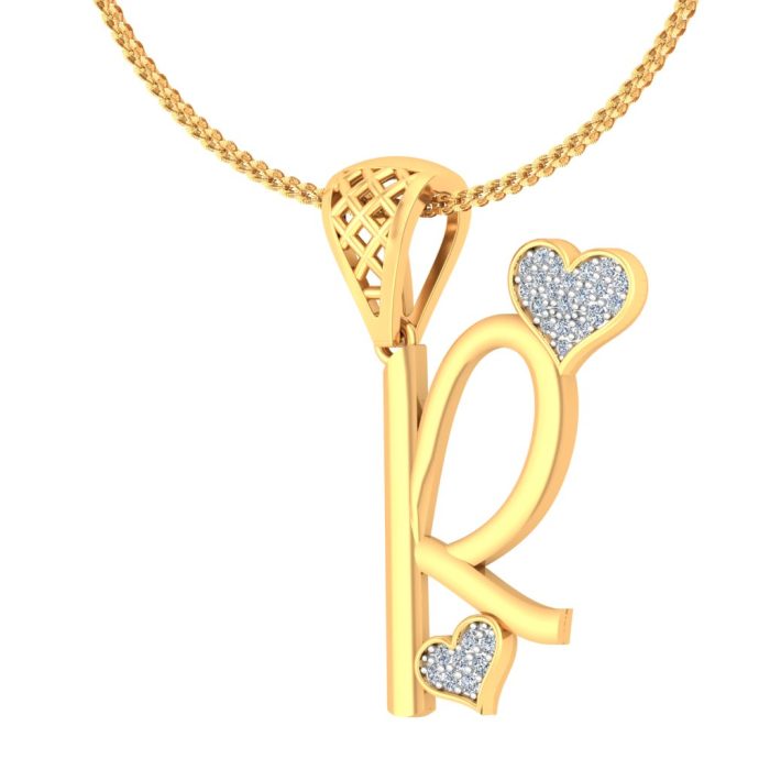 Ishi Diamonds Elegant 18k Gold R Alphabet Lab Grown Diamond Pendant - Image 4