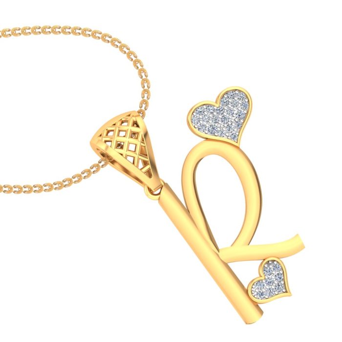 Ishi Diamonds Elegant 18k Gold R Alphabet Lab Grown Diamond Pendant - Image 5