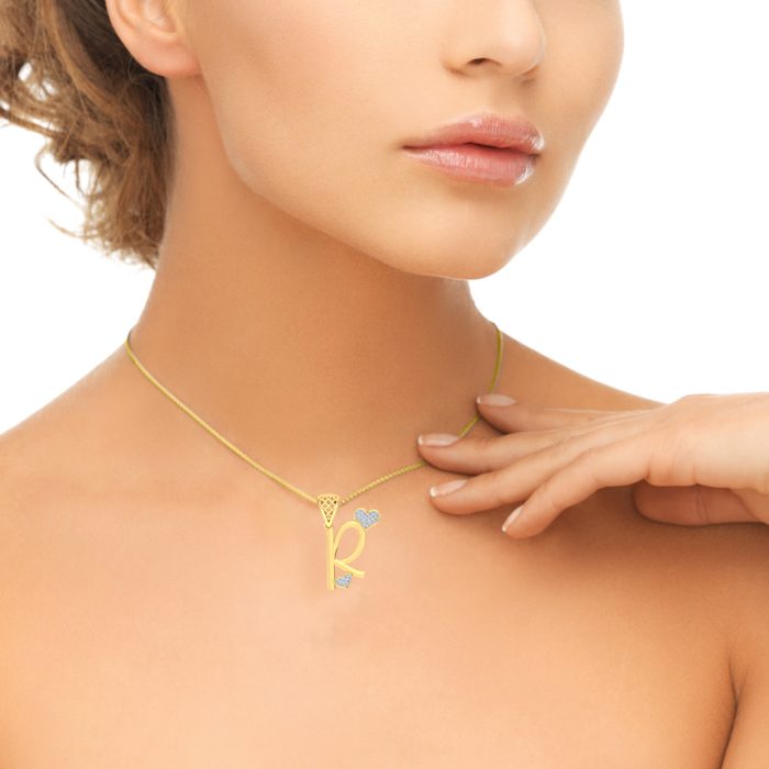Ishi Diamonds Elegant 18k Gold R Alphabet Lab Grown Diamond Pendant - Image 2