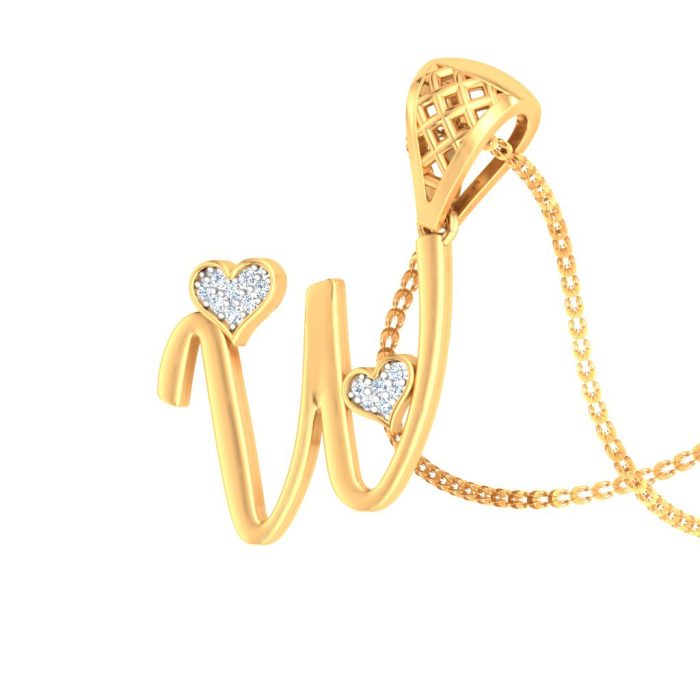 Ishi Diamonds Elegant 18k Gold W Alphabet Lab Grown Diamond Pendant