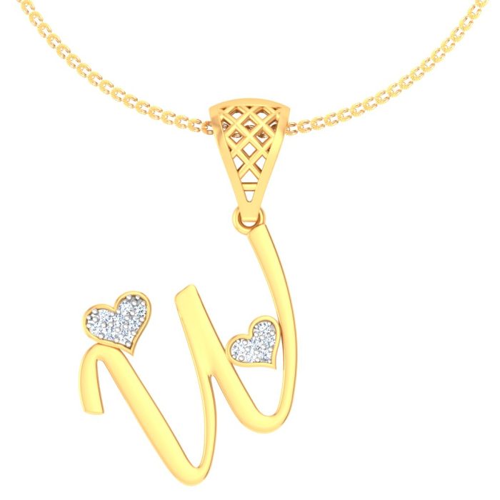 Ishi Diamonds Elegant 18k Gold W Alphabet Lab Grown Diamond Pendant - Image 3