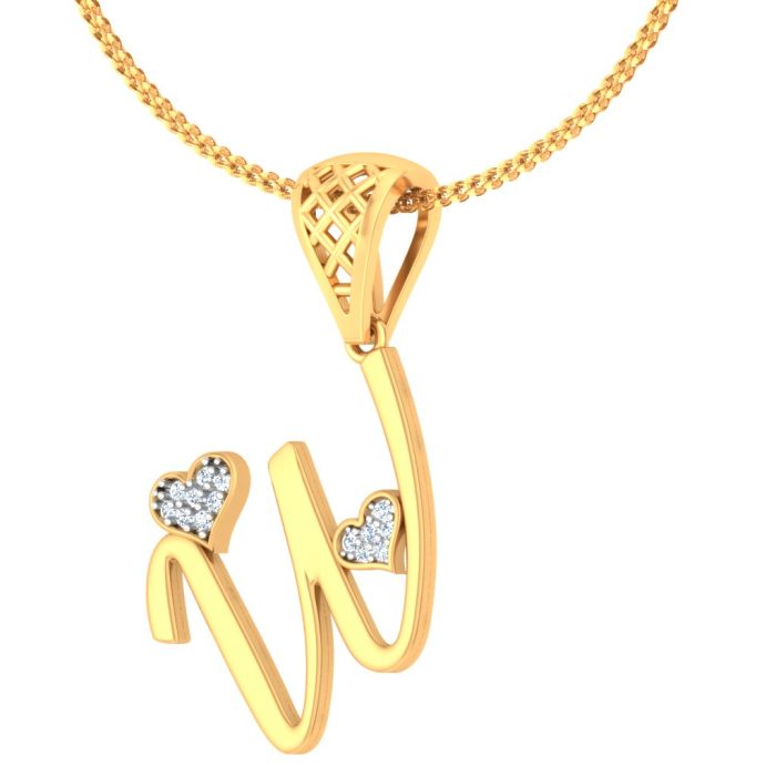 Ishi Diamonds Elegant 18k Gold W Alphabet Lab Grown Diamond Pendant - Image 4