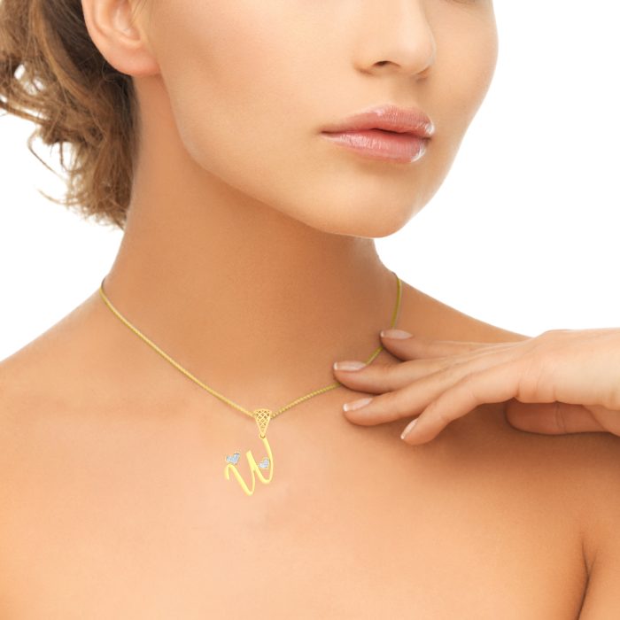 Ishi Diamonds Elegant 18k Gold W Alphabet Lab Grown Diamond Pendant - Image 2