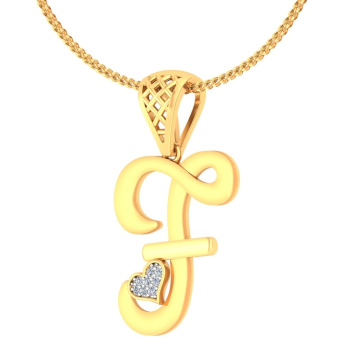 Ishi Diamonds Elegant 18k Gold F Alphabet Lab Grown Diamond Pendant - Image 4