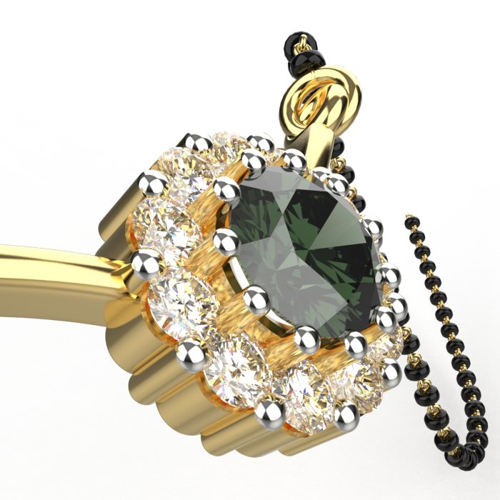 Ishi Diamond Alluring 18k Gold Lab Grown Diamond Emerald Mangalsutra - Image 2