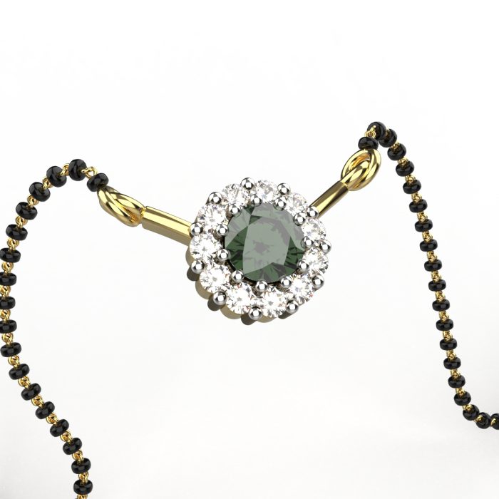 Ishi Diamond Alluring 18k Gold Lab Grown Diamond Emerald Mangalsutra - Image 3