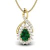 Ishi Diamonds 18k Gold Elegant Lab Grown Diamond Emerald Pendant