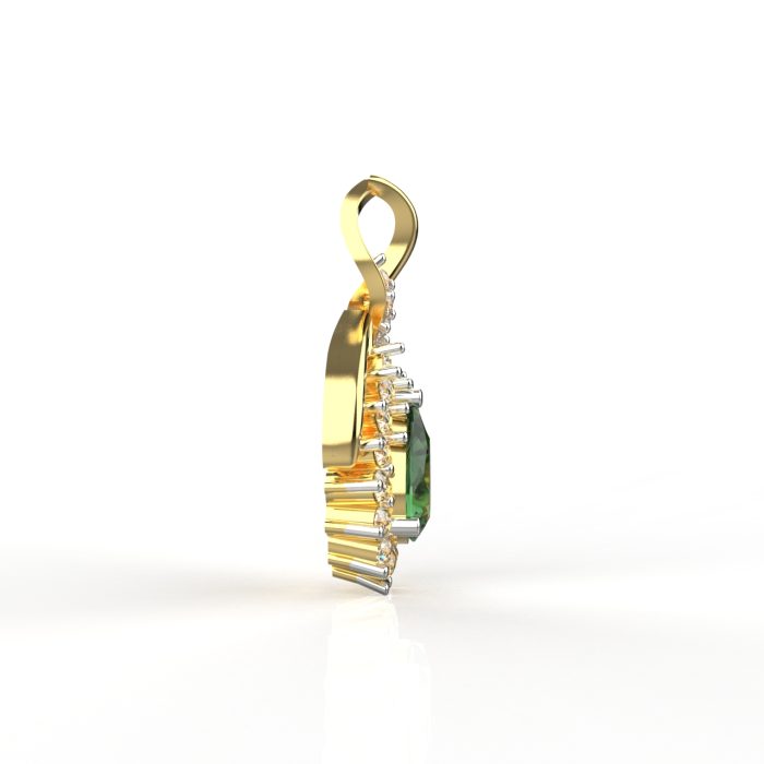 Ishi Diamonds 18k Gold Elegant Lab Grown Diamond Emerald Pendant - Image 2