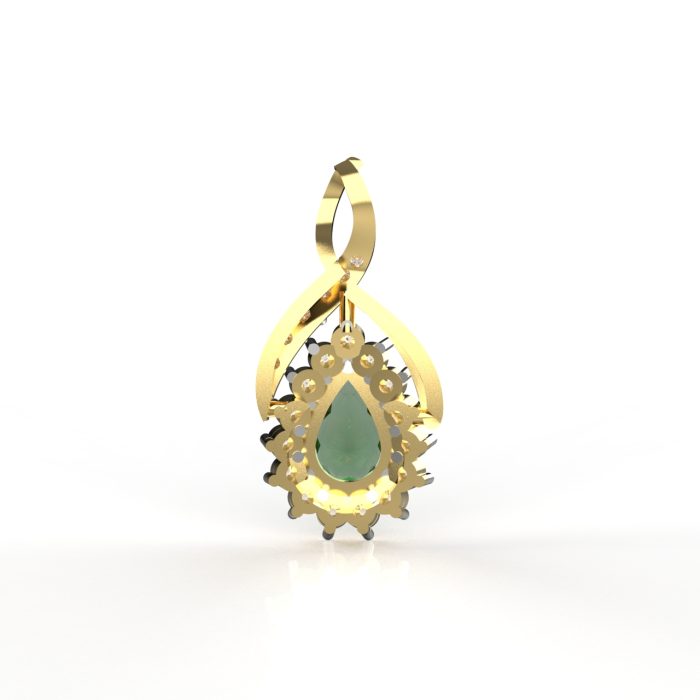 Ishi Diamonds 18k Gold Elegant Lab Grown Diamond Emerald Pendant - Image 3