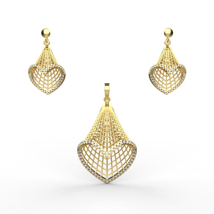 Gold Diamond Pendant Set