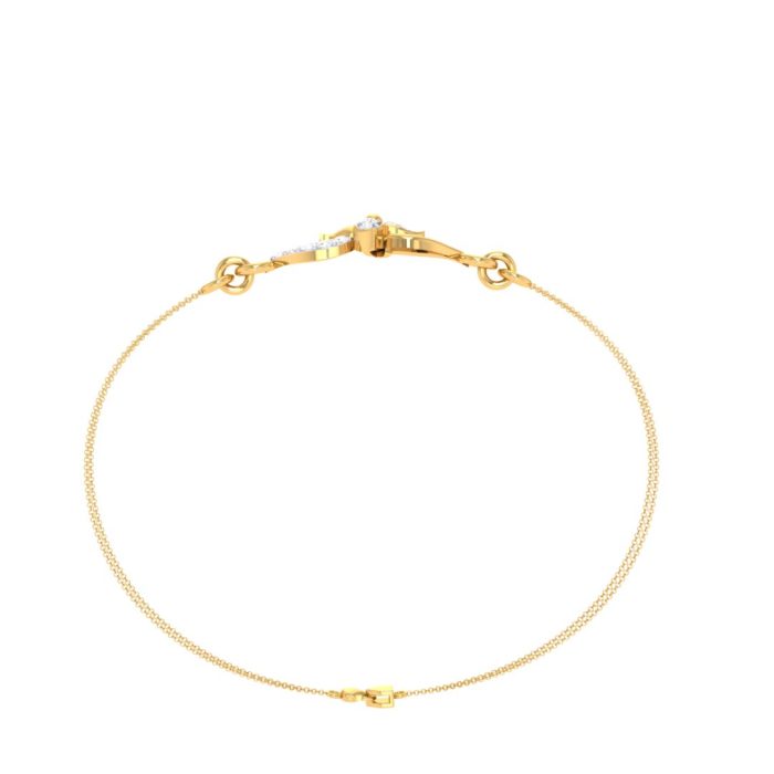 Ishi Diamonds Gold and Lab Grown Diamond Bracelet with Sparkling Flower Charm - Image 3