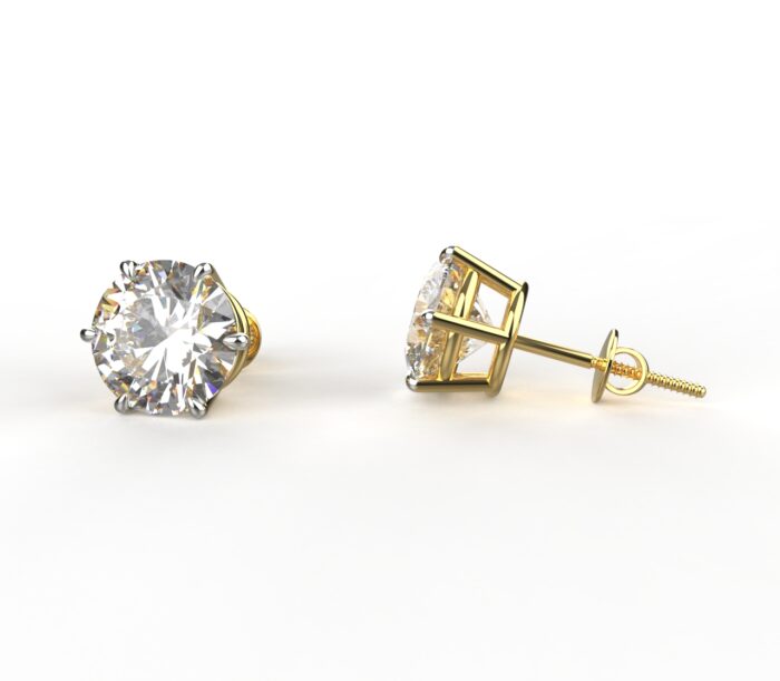 Ishi Diamonds 14k and 18k Gold 1.80 Carat Each Lab Grown Diamond Solitaire Studs Earring For Girls & Women