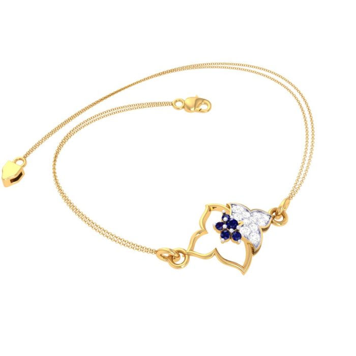 Ishi Diamonds Enchanting Gold Bracelet with Dazzling Lab Grown Blue Sapphire & Diamond - Image 3