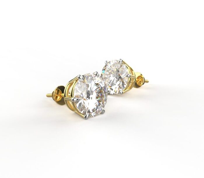 Ishi Diamonds 14k and 18k Gold 3.50 Carat Each Lab Grown Diamond Studs Earrings - Image 2