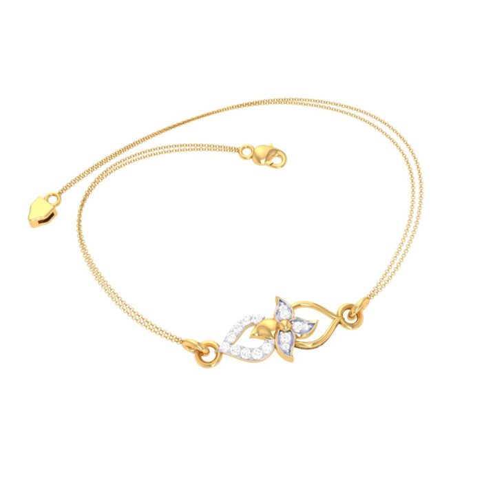 Ishi Diamonds Gold and Lab Grown Diamond Bracelet with Sparkling Flower Charm - Image 2