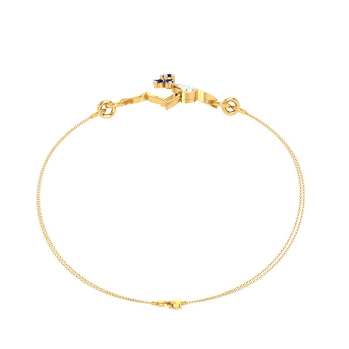 Ishi Diamonds Enchanting Gold Bracelet with Dazzling Lab Grown Blue Sapphire & Diamond - Image 2