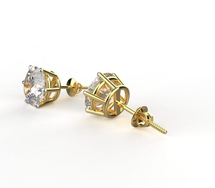 Ishi Diamonds 14k and 18k Gold 3.50 Carat Each Lab Grown Diamond Studs Earrings - Image 3