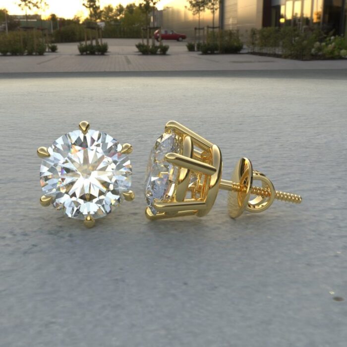 Ishi Diamonds 14k and 18k Gold 2 Carat Each Lab Grown Diamond Solitaire Studs Earring - Image 6