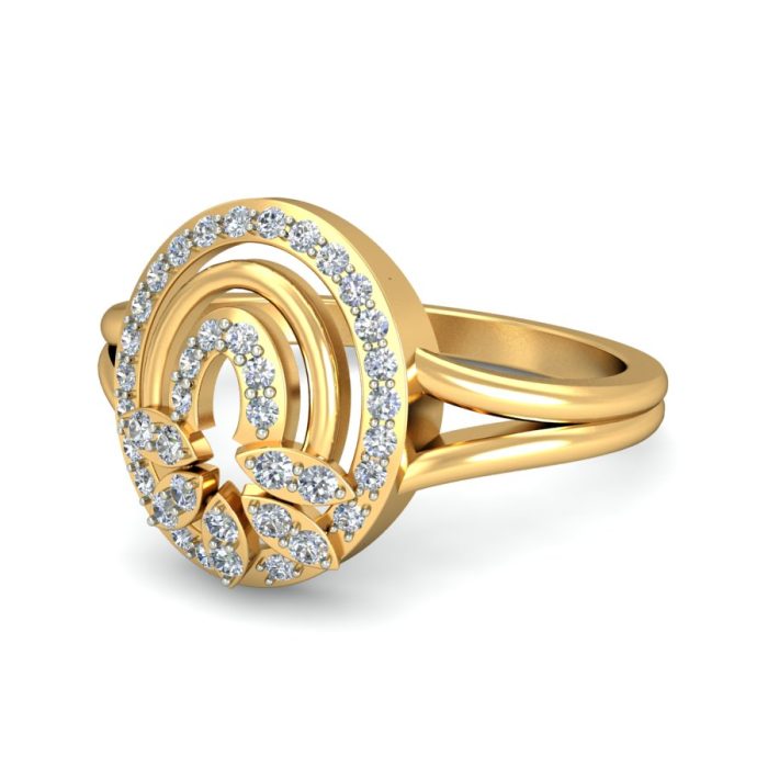 Ishi Diamonds Classic Lab Grown Diamond Adorned 18k Gold Ring