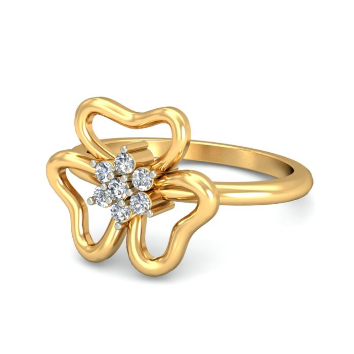 Ishi Diamonds Blossoming Beauty 18K Gold Flower Ring with Sparkling Lab Grown Diamond