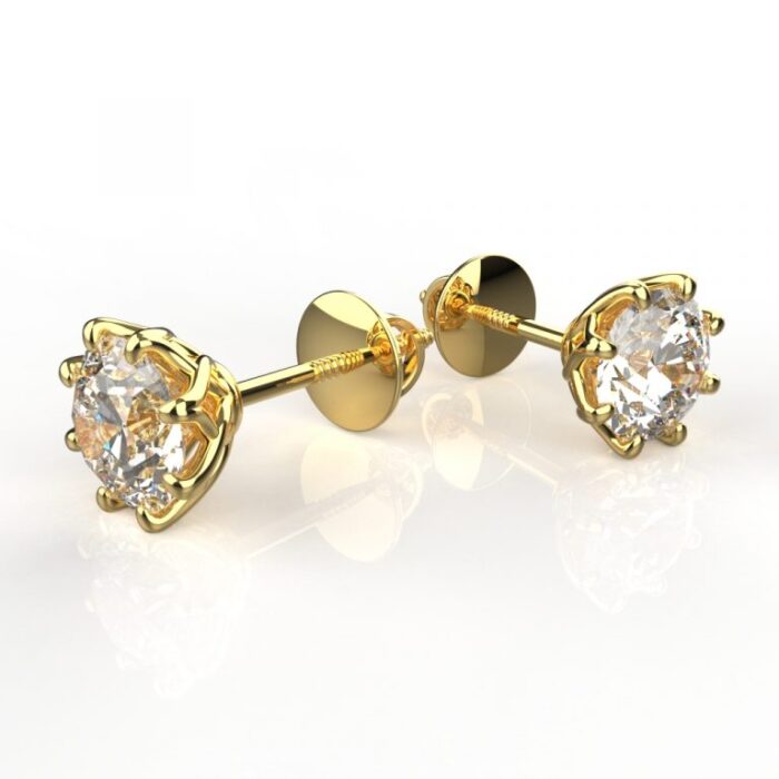 Ishi Diamonds 14k and 18k Gold 1 Carat Each Lab Grown Diamond Solitaire Stud Earrings For Girls & Women - Image 2