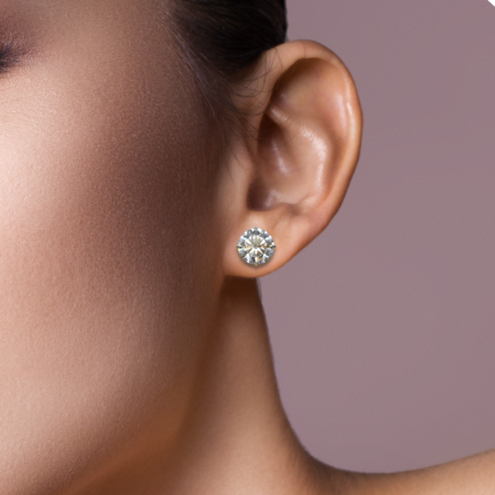 Ishi Diamonds 14k and 18k Gold 3 Carat Lab Grown Diamond Stud Earrings - Image 2