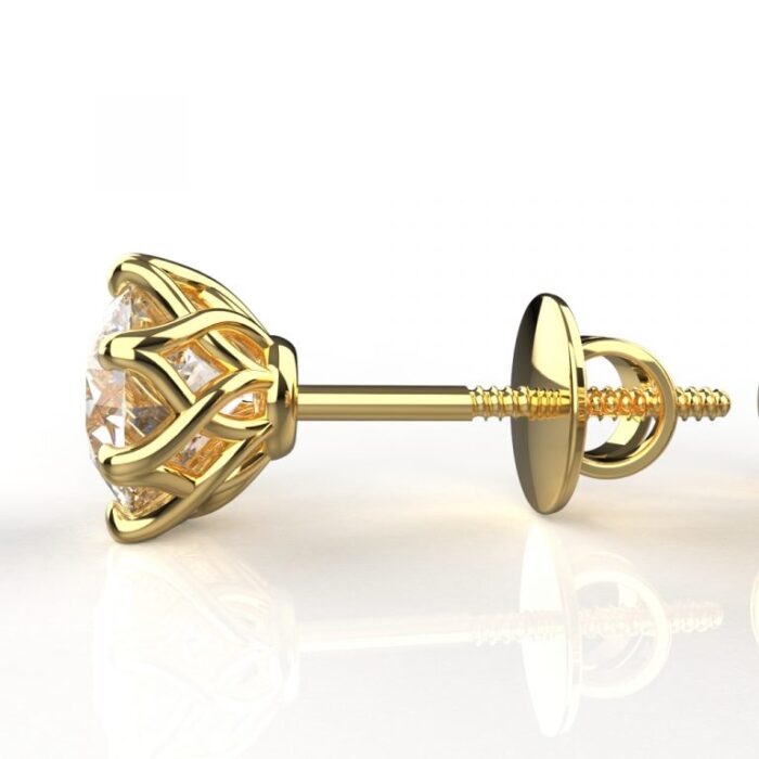 Ishi Diamonds 14k and 18k Gold 1 Carat Each Lab Grown Diamond Solitaire Stud Earrings For Girls & Women - Image 4