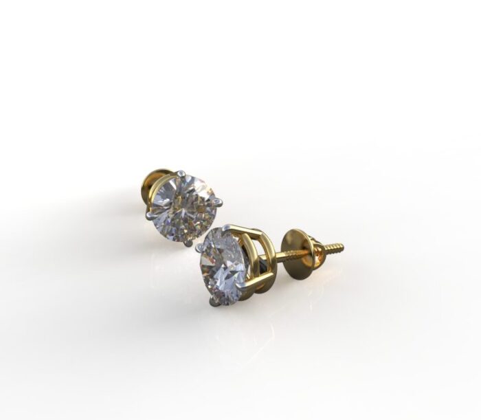 Ishi Diamonds 14k and 18k Gold 1.50 Carat Each Lab Grown Diamond Solitaire Stud Earrings - Image 3