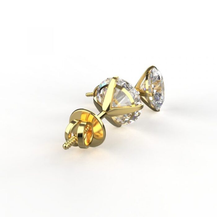 Ishi Diamonds 14k and 18k Gold 2.30 Carat Each Lab Grown Diamond Stud Earrings - Image 4