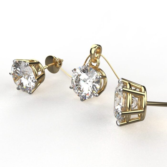 Ishi Diamonds 14k and 18k Gold 2 Carat Each Lab Grown Diamond Pendant Set - Without Chain