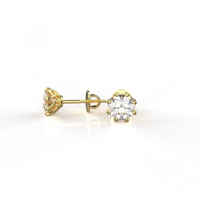 Ishi Diamonds 14k and 18k Gold 1 Carat Each Lab Grown Diamond Solitaire Stud Earrings For Girls & Women