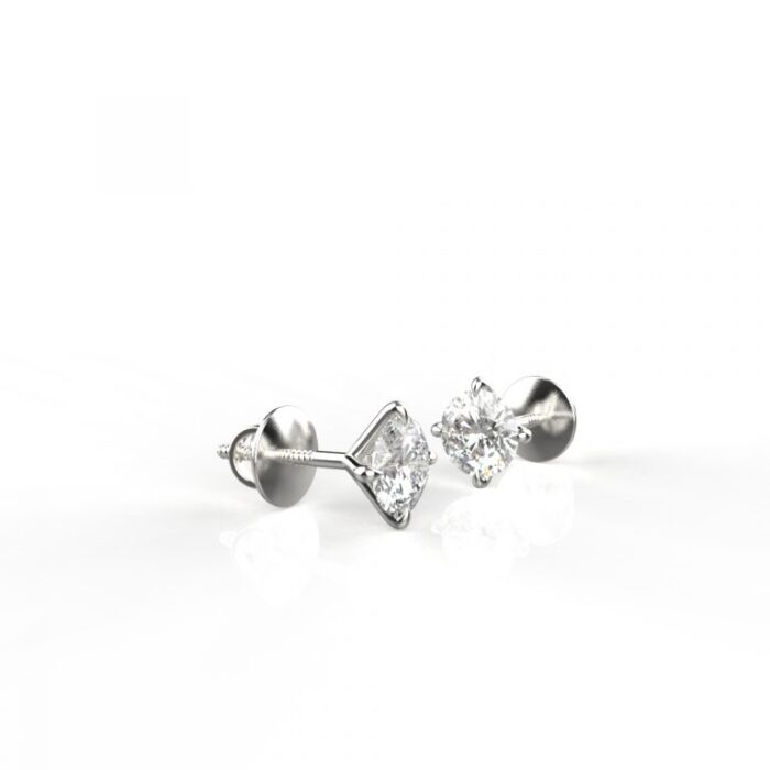 Ishi Diamonds 14k and 18k White Gold 50 Cents Each Lab Grown Diamond Solitaire Unisex Stud Earrings - Image 5