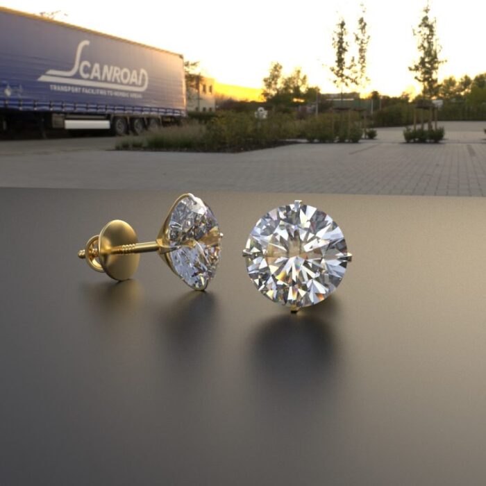 Ishi Diamonds 14k and 18k Gold 2.30 Carat Each Lab Grown Diamond Stud Earrings - Image 6