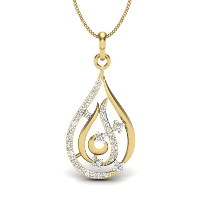 Ishi Diamonds Fashionable Design 18k Gold 0.43 Carat Lab Grown Diamond Pendant For Girls & Women