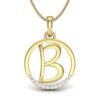 Ishi Diamonds Elegant 18k Gold B Alphabet Lab Grown Diamond Pendant
