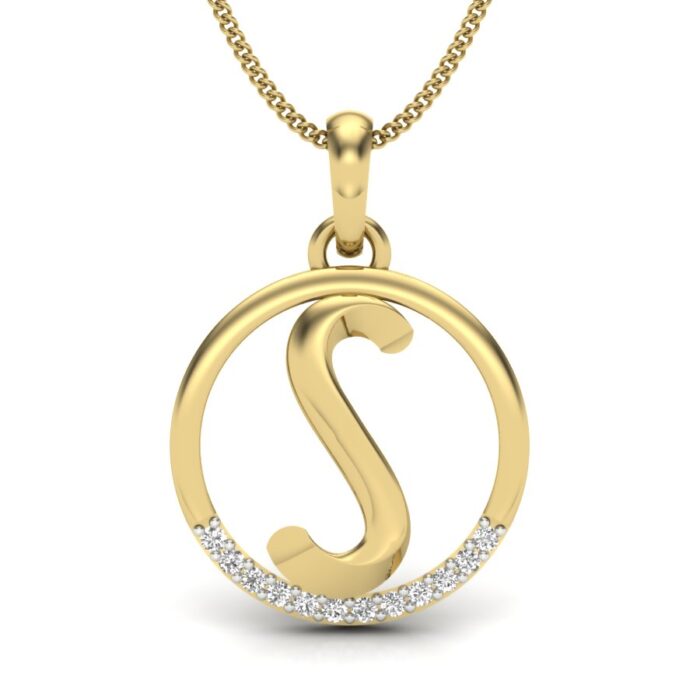 Ishi Diamonds Elegant 14k Gold S Alphabet Lab Grown Diamond Pendant