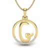 Ishi Diamonds Elegant 18k Gold C Alphabet Lab Grown Diamond Pendant