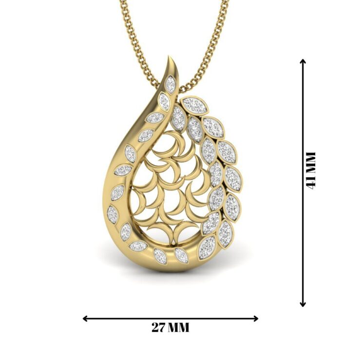 Ishi Diamonds 18k Gold Pear Mesh Lab Grown Diamond Pendant - Image 2