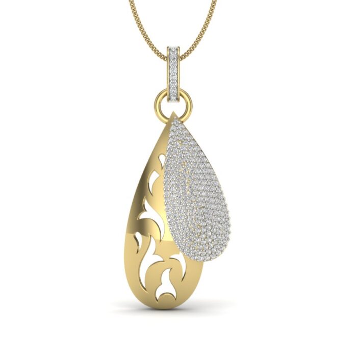 Ishi Diamonds 14k Gold Glittering petal Lab Grown Diamond Pendant